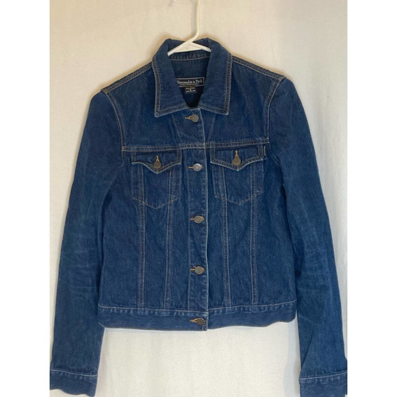 Abercrombie & Fitch Women’s Jean Jacket Size Small Dark Wash Denim - Picture 2 of 8